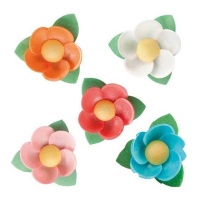 Gaufrettes de fleurs colorées 4,5 cm - Dekora - 100 unités