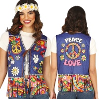 Gilet hippie paix et amour pour femme
