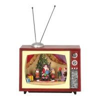 TV avec Père Noël avec lumière, musique et mouvement 24 x 14 x 20,5 cm