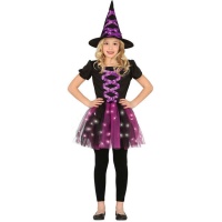 Costume de sorcière lilas avec lumières à DEL pour filles