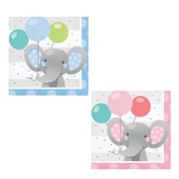 Serviettes de table bébé éléphant 12,5 x 12,5 cm - 16 pcs.