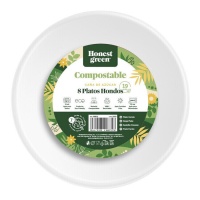 Sucriers ronds de 19 cm en canne blanche compostable - 8 pcs.