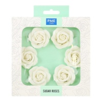 Figurines en sucre de roses blanches - 6 pcs.