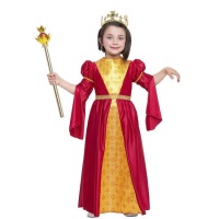 Costume de princesse médiévale rouge et jaune pour filles