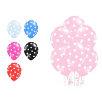 Ballons en latex à pois blancs 30 cm - PartyDeco - 50 pcs.
