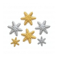 Figurines en sucre flocon de neige or et argent - Décorer - 9 unités