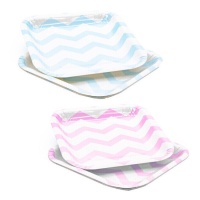 Assiettes carrées en zigzag 22 x 22 cm - 6 pcs.