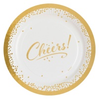 Assiettes Cheers blanches décorées 23 cm - 8 pcs.