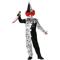 Costume de clown d'Halloween monochrome pour enfants