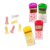Bonbons en forme de pénis aux saveurs assorties en boîte de 18 gr - 1 unité