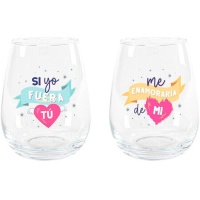 Verre de 520 ml Si j'étais toi, je tomberais amoureux de moi - 2 pcs.