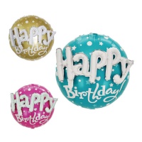 Ballon Happy Birthday avec lettrage 3D 56 cm