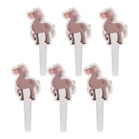 Sifflets à ressort Cheval Mignon - 6 unités