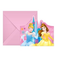 Invitations Princesse Disney Cendrillon et Belle - 6 unités