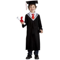 Costume de diplômé en cravate rouge pour enfants