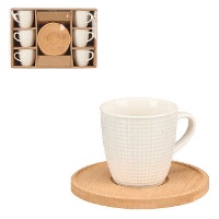 Mug carré de 90 ml avec assiette en bambou - 6 portions