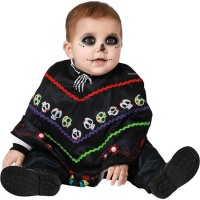 Costume de squelette mexicain pour bébé avec poncho