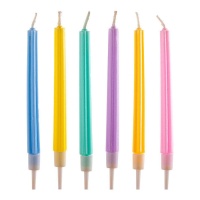 Bougies piliers couleur pastel 12 cm - Dekora - 6 unités