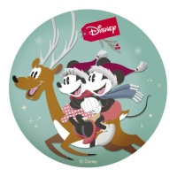 Gaufrette comestible Mickey et Minnie Noël 20 cm - Dekora