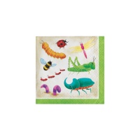 Serviettes de table en forme d'insecte 12,5 x 12,5 cm - 16 pcs.