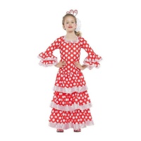 Costume de flamenco rouge et blanc pour filles