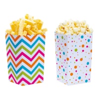 Boîte à popcorn avec taupes et chevrons - 6 pcs.