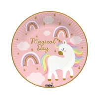 Assiettes magiques licorne 18 cm - 8 pcs.