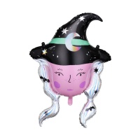 Ballon sorcière avec cheveux argentés 73,5 x 101 cm - PartyDeco