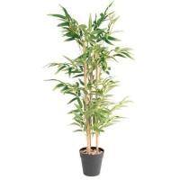 Plante artificielle de bambou avec tige légère et pot noir de 1m