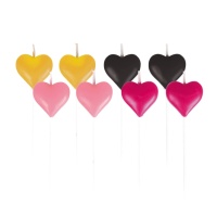 Bougies Sweet Love avec coeurs assortis 7 cm - 8 pcs.