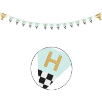 Couronne Happy Birthday Racing avec trophées 3 m