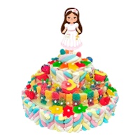 Gâteau de bonbons pour communion d'une fille brune de 850 gr