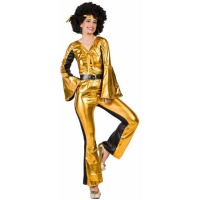 Costume de style disco pour femmes, or et noir