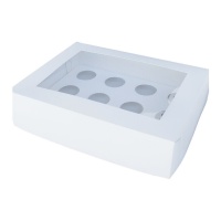 Boîte pour 12 petits gâteaux blancs 33 x 25 x 7,5 cm - Pastkolor - 25 unités