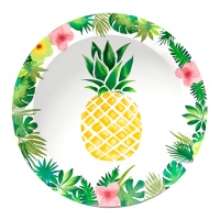 Assiettes hawaïennes en forme d'ananas 23 cm - 8 pcs.