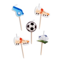 Bougies de football avec ballon et but - 5 unités