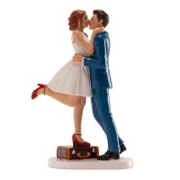 Figurine pour gâteau de mariage des mariés avec valise 16 cm - Dekora