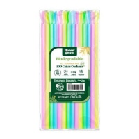 Pailles en amidon de maïs colorées de 20,3 cm avec cuillère - Honest Green - 100 pièces