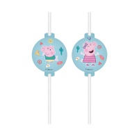 Pailles Peppa Pig et George 22 cm - 4 pièces