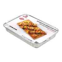 Récipient rectangulaire jetable en aluminium avec couvercle 31,2 x 21,8 x 3,5 cm - 5 pcs.