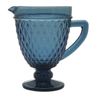 Carafe en verre bleu gravé de 1,1 L