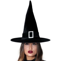 Chapeau de sorcière noir classique avec boucle pour femmes