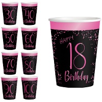 Gobelets Elegant Pink avec numéros de 250 ml - 8 unités
