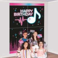 Kit de photocall Tik Tok Happy Birthday avec murale - 16 pcs.