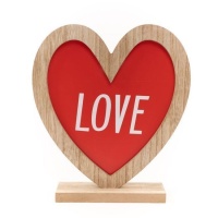 Figurine de table en bois en forme de coeur