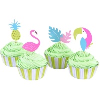 Capsules pour cupcakes avec picots tropicaux - 24 pcs.