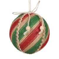 Boule de Noël 10 cm rayée rouge et vert