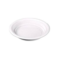 Assiettes creuses rondes en plastique blanc de 20,5 cm - 12 pcs.