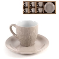 Tasse à café 100 ml beige feuilles - 6 services