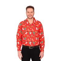 Chemise rouge de Noël avec bonhomme de neige